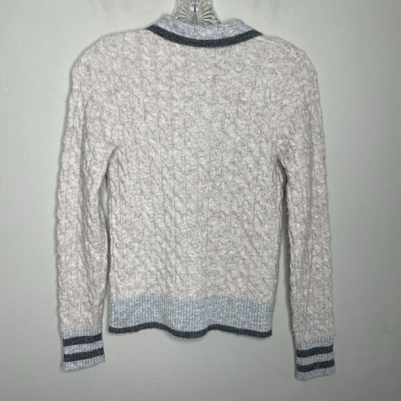 CENTRAL PARK WEST Sweater Women XS Bobbie Polo Pullover Gray Cable Knit Collared - Picture 8 of 15